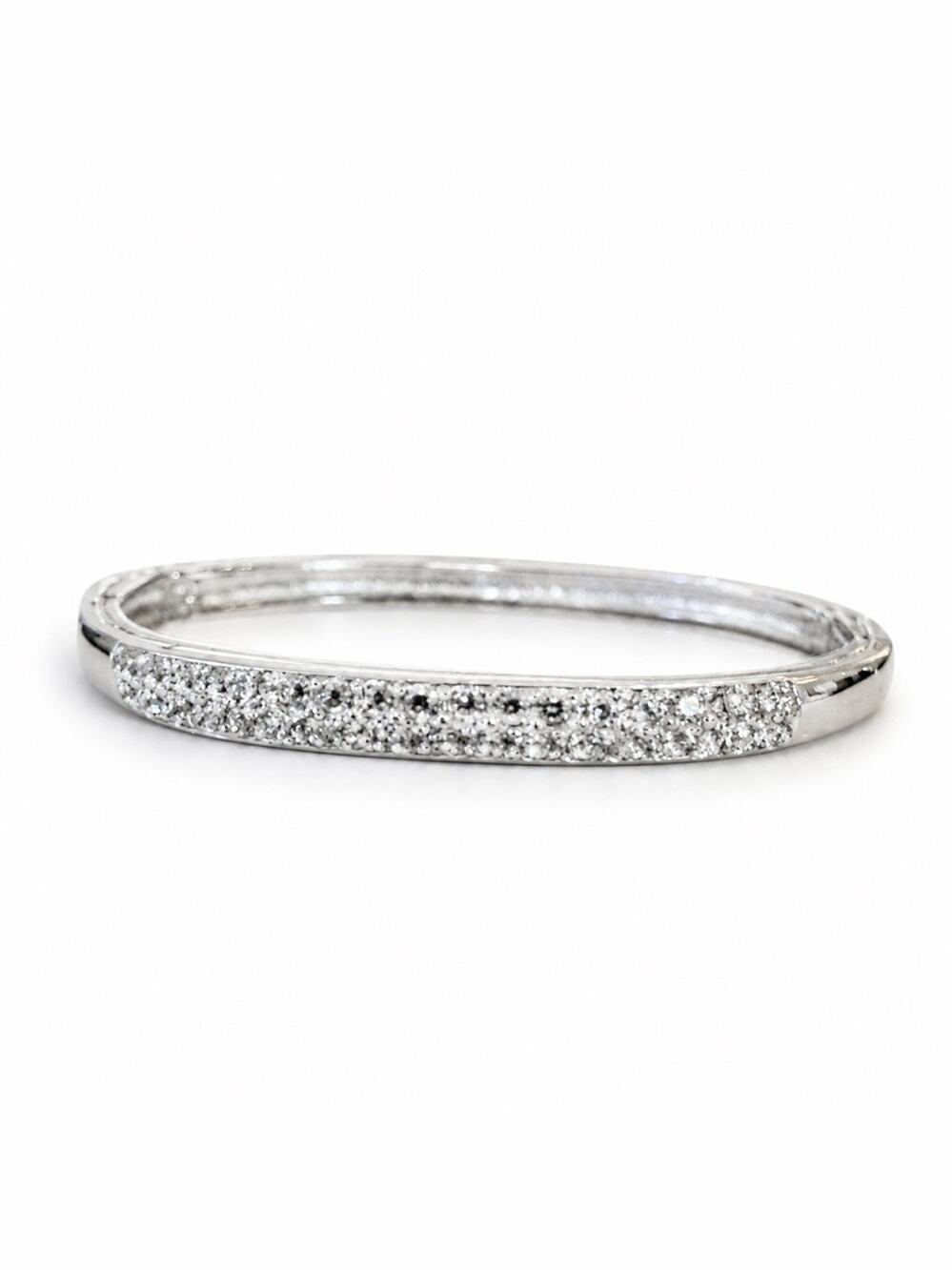 Swarovski Silver Crystal Pavé Hinged Bangle Bracelet